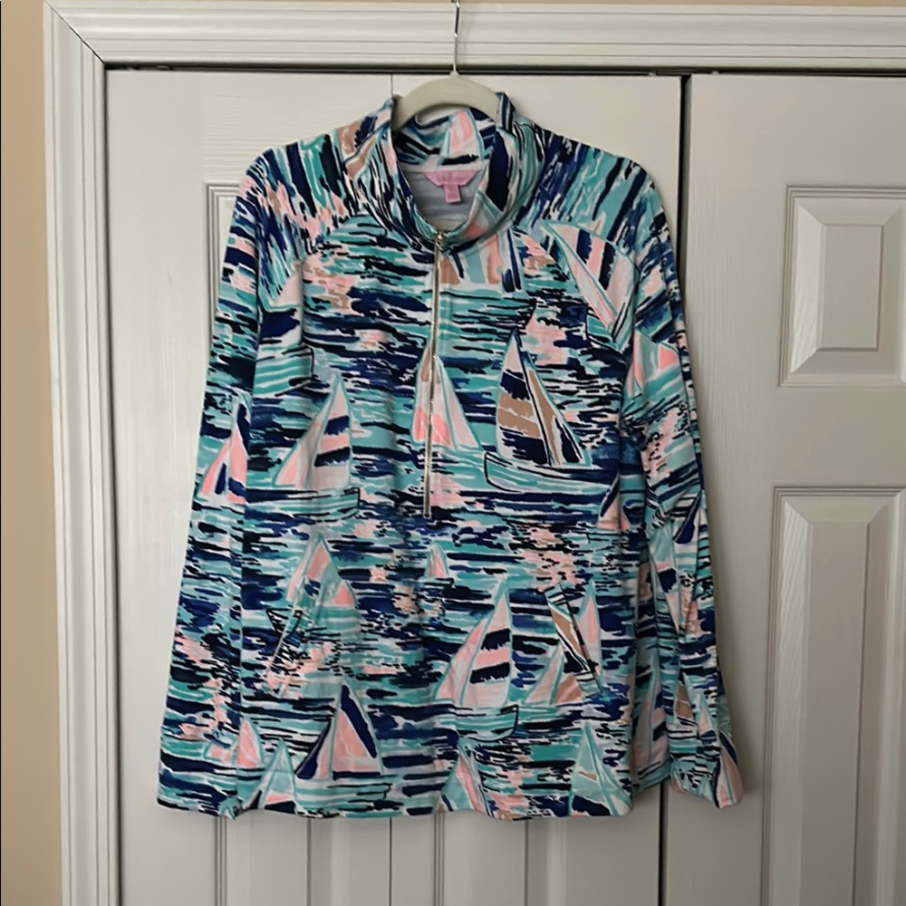 Colorful Lilly Pulitzer Sailboat Print Pullover